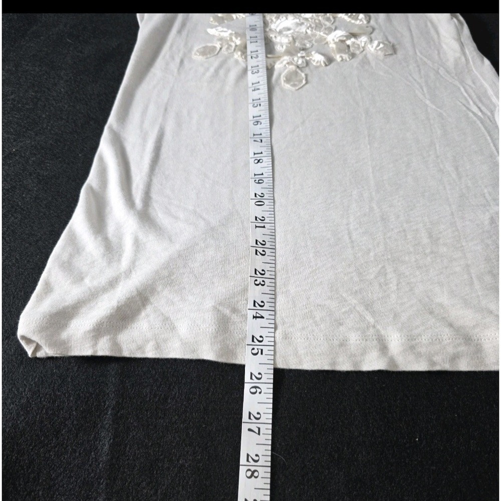 J Crew Factory Womans shirt XS Cotton With Raised Ribbon Embellishment beige - Picture 3 of 6